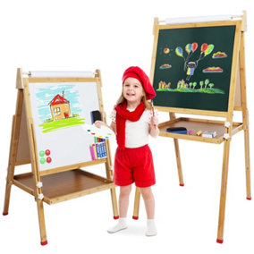 Bamboo Kids Easel with Paper roll Double Sized Blackboard
