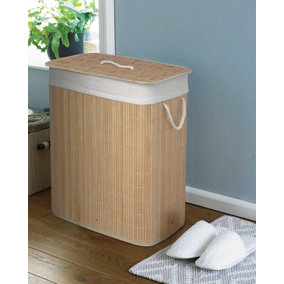 Bamboo Natural Laundry Hamper with Divider