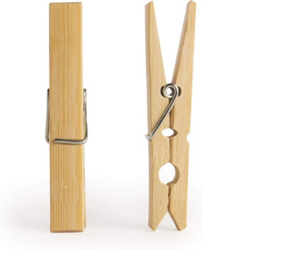 Bamboo Pegs Pack of 100 Wooden Clothes Pegs for Washing Line 7.2cm ...