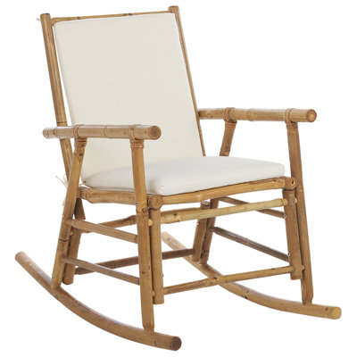 Bamboo Rocking Chair Light Wood and Off-White FRIGOLE