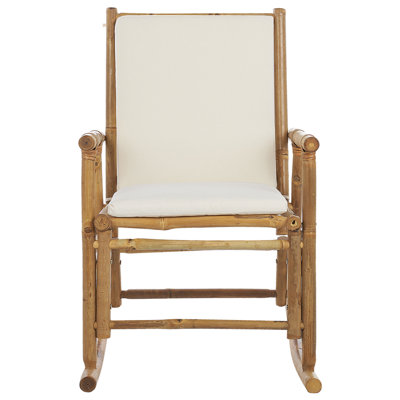 Bamboo Rocking Chair Light Wood and Off-White FRIGOLE