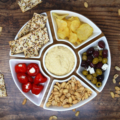 Bamboo Rotating Dip Set & Ceramic Dishes - M&W - 5