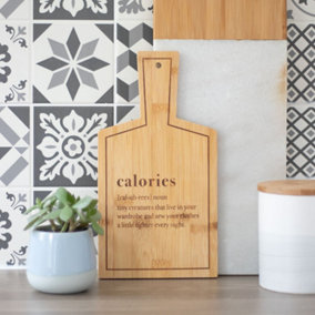 Bamboo Serving Board With a Fun 'Calories' Meaning. (H26.5 cm)