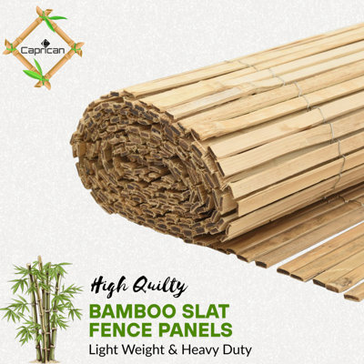 Bamboo Slat Fence 1.2m x 4m Natural Garden Screening Roll for Outdoor ...