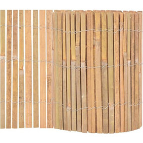 Bamboo Slat Fence Garden Screening - Panel for Outdoor Wind & Sun Protection - Natural Wood - H 1.2m x W 4m