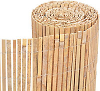 Bamboo Slat Fence Garden Screening - Panel for Outdoor Wind & Sun Protection - Natural Wood - H 1.8m x W 4m