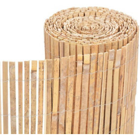 Bamboo Slat Fence Garden Screening - Panel for Outdoor Wind & Sun Protection - Natural Wood - H 1.8m x W 4m