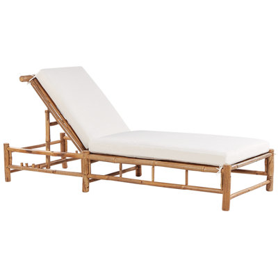 Bamboo Sun Lounger Light Wood and Off-White LIGURE