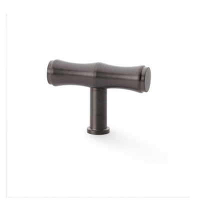 Bamboo T Bar Cupboard Door Knob - 55mm x 38mm - Dark Bronze Unit Pull Handle