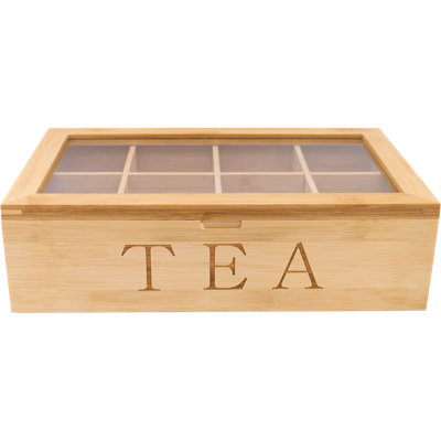 Bamboo Tea Bag Box with 8 Compartments