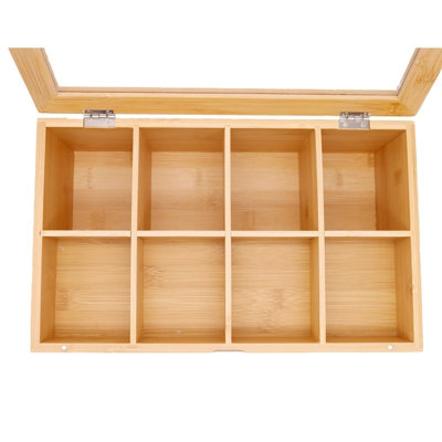 Bamboo Tea Bag Organiser with 8 Compartments
