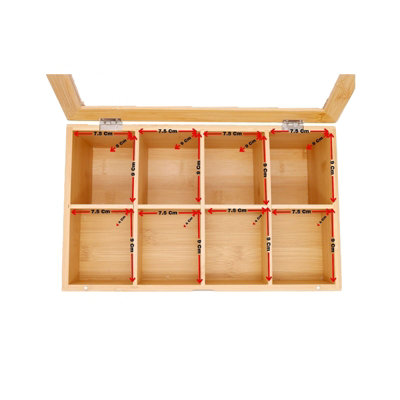 Bamboo Tea Bag Organiser with 8 Compartments
