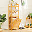 Bamboo Tilt Out Laundry Cabinet Hamper Basket with Liner Bag and 3 Storage Shelf