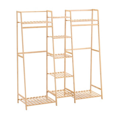 Bamboo Trapezoid Clothes Rack Clothes Hanging Rack Stand with 5 Tiers ...