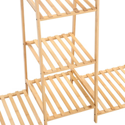 Bamboo Trapezoid Clothes Rack Clothes Hanging Rack Stand with 5 Tiers ...