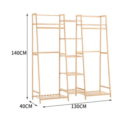 Bamboo Trapezoid Clothes Rack Clothes Hanging Rack Stand with 5 Tiers ...