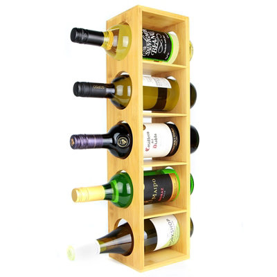 Bamboo Wall Mounted Wine Rack - brown