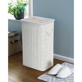 Bamboo White Laundry Hamper Bin