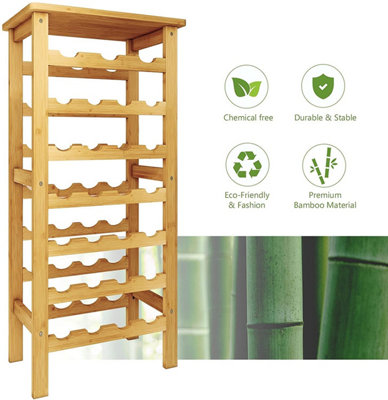 Bamboo Wine Rack Free Standing, 7-Tier 27 Bottles Wine Holder