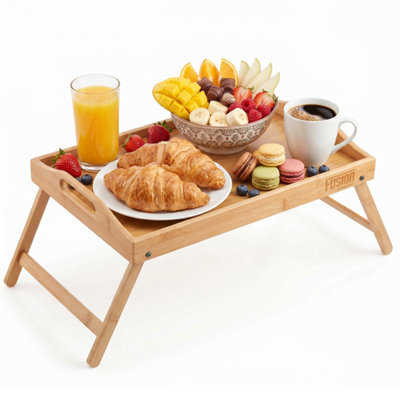 Bamboo Wood Serving Tray Table