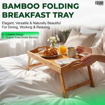 Bamboo Wood Serving Tray Table