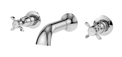 Bamford 3 Tap Hole Wall Mounted Crosshead Handle Bath Filler Tap - Chrome - Balterley