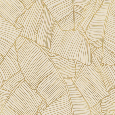 Banana Leaf Wallpaper In Cream And Gold