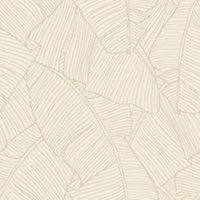 Banana Leaf Wallpaper In Mushroom And Cream