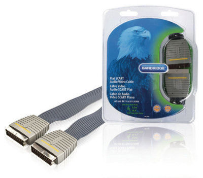 Bandridge 5 Metre 5M Gold Scart Video / TV VCR DVD Cable Lead 21 Pin Fully Wired