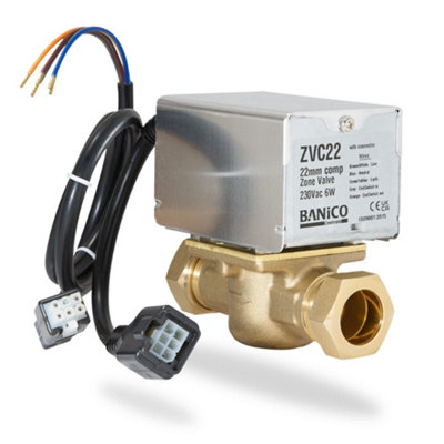 Banico ZVC22 22mm 2 Port Motorised Valve Replacement for Honeywell 2 Port Valve 22mm Honeywell V4043H1056 Built-in Service Plug