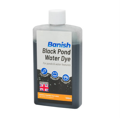 Banish Black Pond Dye 100ml Water Colour Algae Control Reduce Greenwater Blanketweed Growth