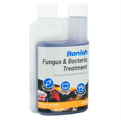 Banish Fungus & Bacteria Pond Fish Koi Treatment 250ml Medicine for Finrot Disease Infections