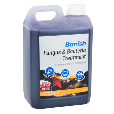 Banish Fungus & Bacteria Pond Koi Fish Treatment 2.5l Medicine for Finrot Disease Infections