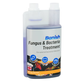 Banish Fungus & Bacteria Pond Koi Fish Water Treatment 1L Medicine for Finrot Disease Infections