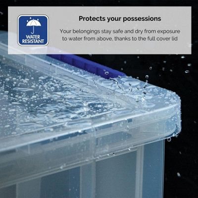 BANKERS BOX 48L Clear Plastic Storage Box with Lid Super Strong Plastic ...