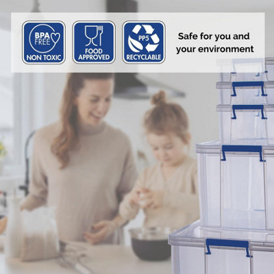 BANKERS BOX 85L Clear Plastic Storage Box with Lid Super Strong Plastic ...