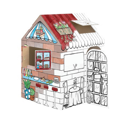 BANKERS BOX At Play Cardboard House Colour Your Own Childrens Playhouse Treats Eats Playhouse