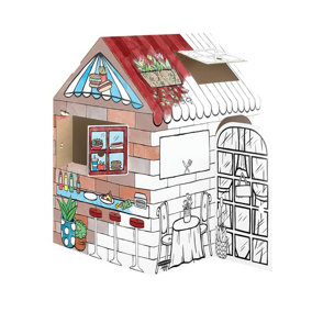 BANKERS BOX At Play Cardboard House Colour Your Own Childrens Playhouse - Treats & Eats Playhouse
