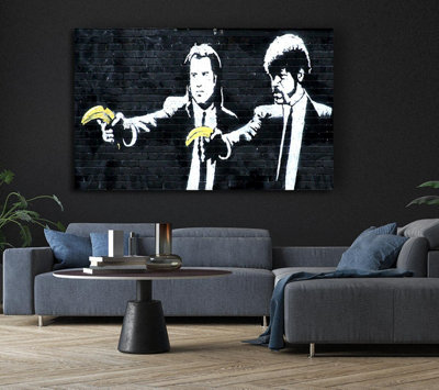 Banksy Pulp Fiction Canvas Print Wall Art - Medium 20 x 32 Inches