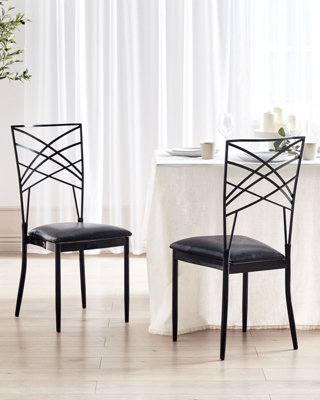 Banquet Chair Dining Chair GIRARD Set of 2 Metal Stacking Black