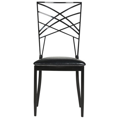 Banquet Chair Dining Chair GIRARD Set of 2 Metal Stacking Black