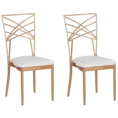 Banquet Chair Dining Chair GIRARD Set of 2 Metal Stacking Rose Gold