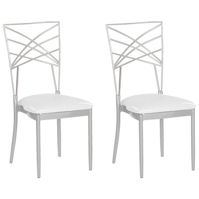 Banquet Chair Dining Chair GIRARD Set of 2 Metal Stacking Silver