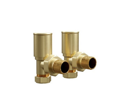 Banyetti Angled Radiator Valves - Brushed Brass