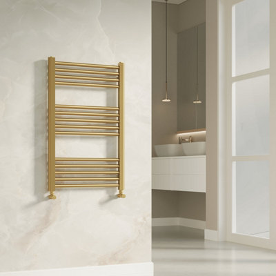 Banyetti Aureli 1000 x 500 Electric Ladder Towel Rail Radiator - Brushed Brass