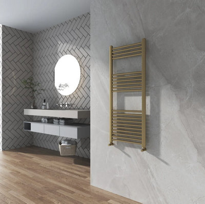 Banyetti Aureli 1200 x 400 Ladder Towel Rail Radiator - Brushed Brass