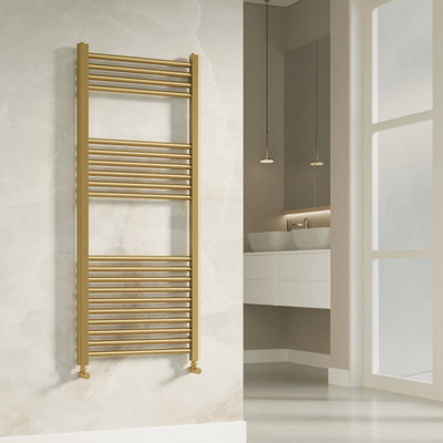 Banyetti Aureli 1200 x 500 Electric Ladder Towel Rail Radiator - Brushed Brass