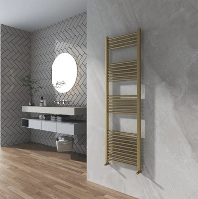 Banyetti Aureli 1600 x 600 Ladder Towel Rail Radiator - Brushed Brass