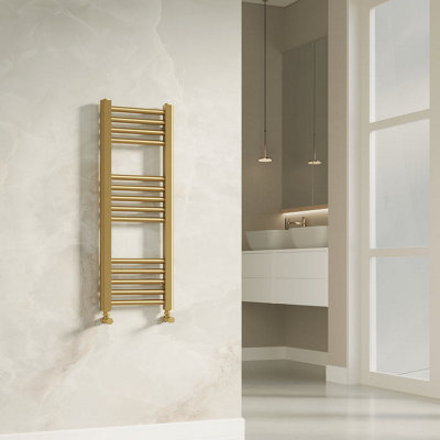 Banyetti Aureli 800 x 300 Electric Ladder Towel Rail Radiator - Brushed Brass