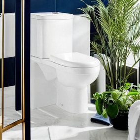 Banyetti Carlo Open Back Close Coupled Toilet with Soft Close Seat